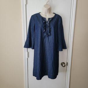 Draper James Chambray Ruffle Shift Dress